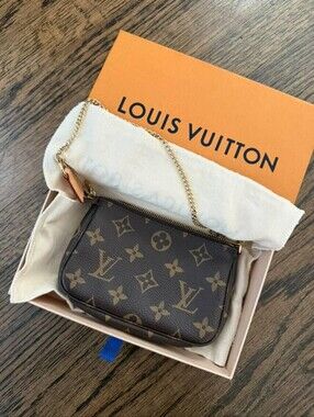Louis Vuitton Monogram Mini Bag in Brown with Gold Chain